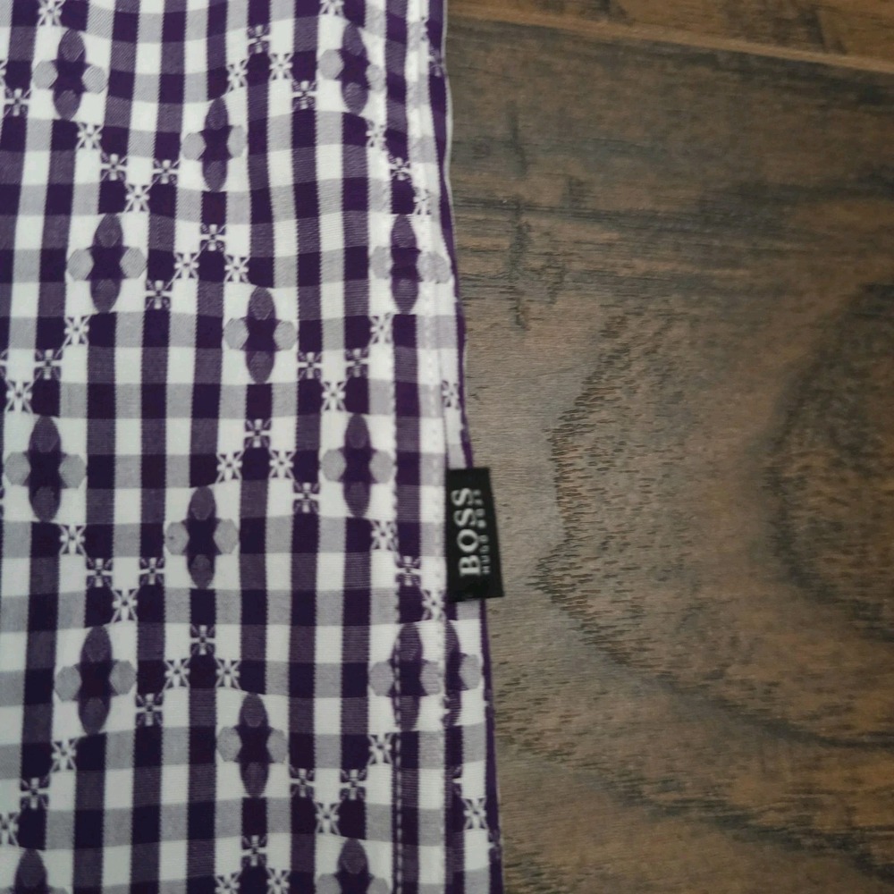 Hugo Boss Mens XL Purple Microcheck Textured Shirt  Preppycore Designer Business - Picture 3 of 10